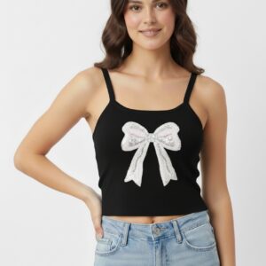BLACK BOW-GRAPHIC CAMI