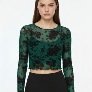 TEAL TIE-DYE MESH TOP